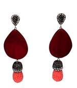 Red beaded jewellery Brass Copper   pair of Earrings