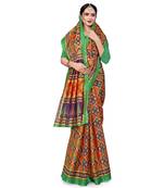 Orange printed bhagalpuri saree with blouse