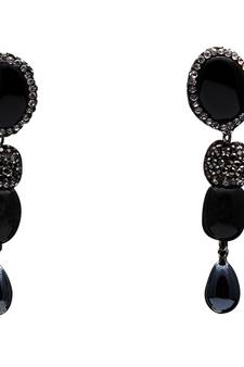 Black beaded jewellery Brass Copper   pair of Earrings