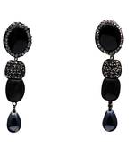 Black beaded jewellery Brass Copper   pair of Earrings