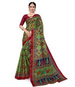 Green printed bhagalpuri saree with blouse