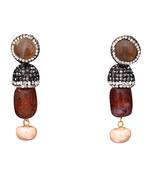 Brown beaded jewellery Brass Copper   pair of Earrings