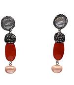 Orange beaded jewellery Brass Copper   pair of Earrings