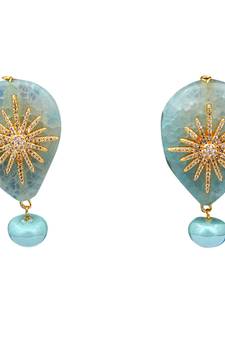 Blue beaded jewellery Brass Copper   pair of Earrings