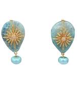 Blue beaded jewellery Brass Copper   pair of Earrings