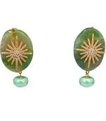 Green beaded jewellery Brass Copper   pair of Earrings