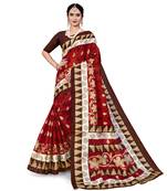 Red printed bhagalpuri saree with blouse