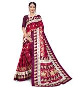 Red printed bhagalpuri saree with blouse