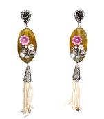 Yellow beaded jewellery Brass Copper   pair of Earrings