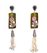 Yellow beaded jewellery Brass Copper   pair of Earrings