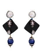 Blue beaded jewellery Brass Copper   pair of Earrings