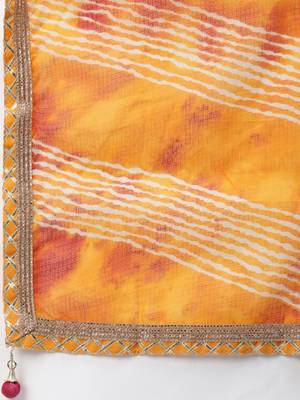 Yellow and Orange Hand Dyed Kota Silk Lehenga Set 4