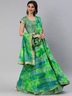 Green Hand Dyed Kota Silk Lehenga Set 1