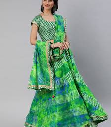 Green Hand Dyed Kota Silk Lehenga Set