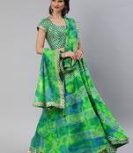 Green Hand Dyed Kota Silk Lehenga Set