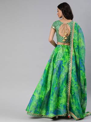 Green Hand Dyed Kota Silk Lehenga Set 3