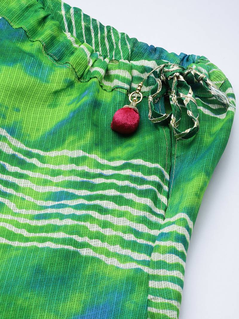 Green Hand Dyed Kota Silk Lehenga Set