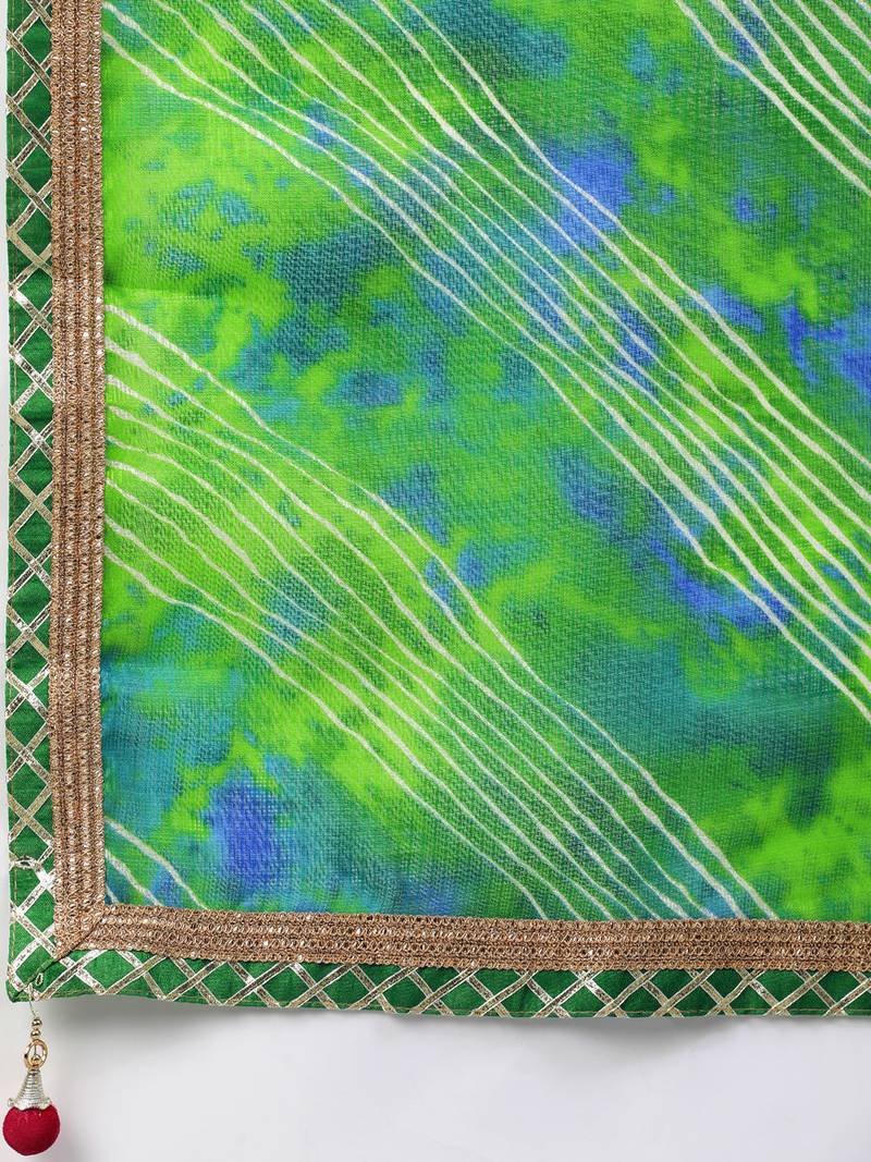 Green Hand Dyed Kota Silk Lehenga Set
