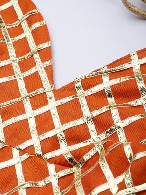 Pink and Orange Hand Dyed Kota Silk Lehenga Set 6