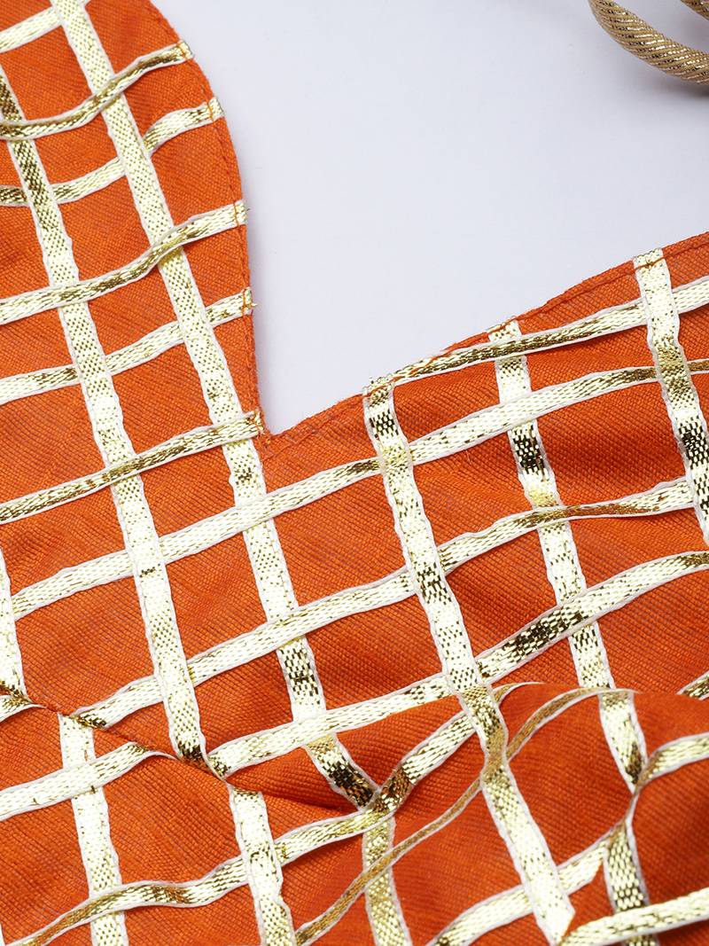 Pink and Orange Hand Dyed Kota Silk Lehenga Set