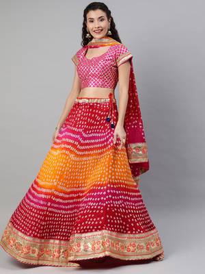 Multicoured Hand Crafted Bandhani Lehenga set 1