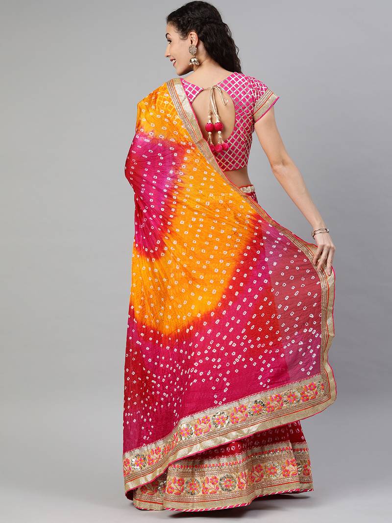 Multicoured Hand Crafted Bandhani Lehenga set