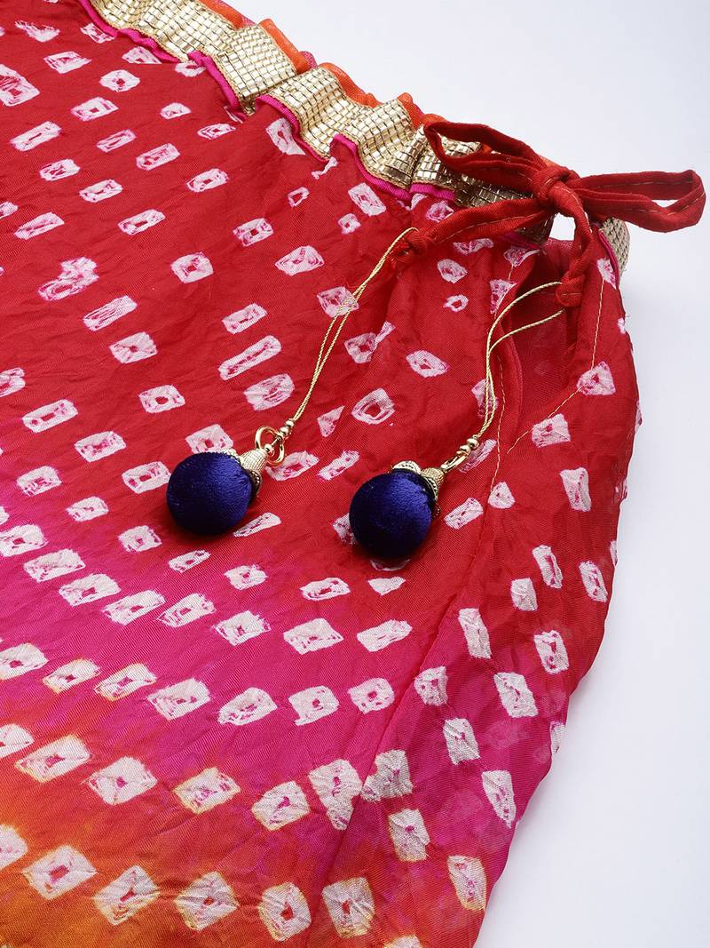 Multicoured Hand Crafted Bandhani Lehenga set