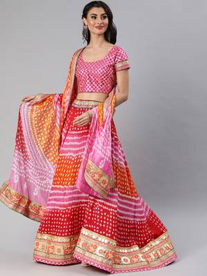 Multicoured Hand Crafted Bandhani Lehenga set 1