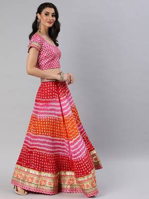 Multicoured Hand Crafted Bandhani Lehenga set 2