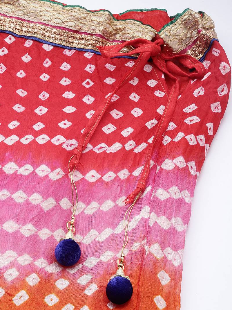Multicoured Hand Crafted Bandhani Lehenga set