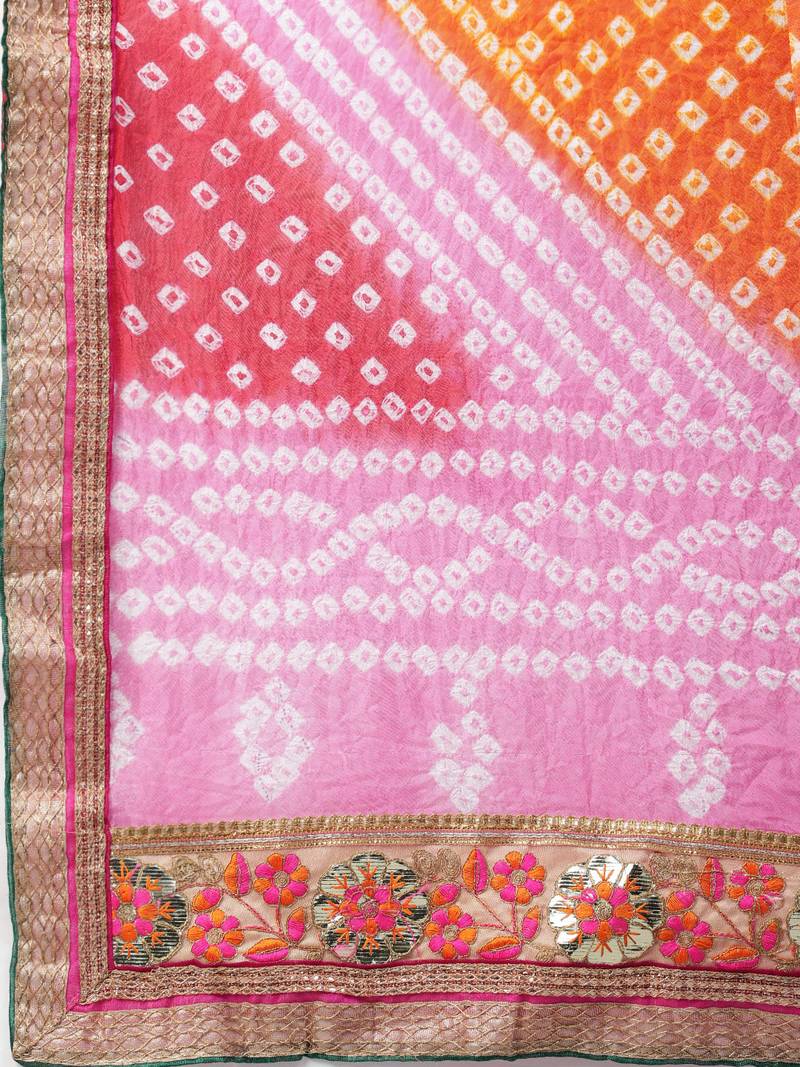 Multicoured Hand Crafted Bandhani Lehenga set