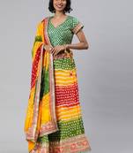 Geroo Jaipur Multicoured Hand Crafted Bandhani Lehenga set