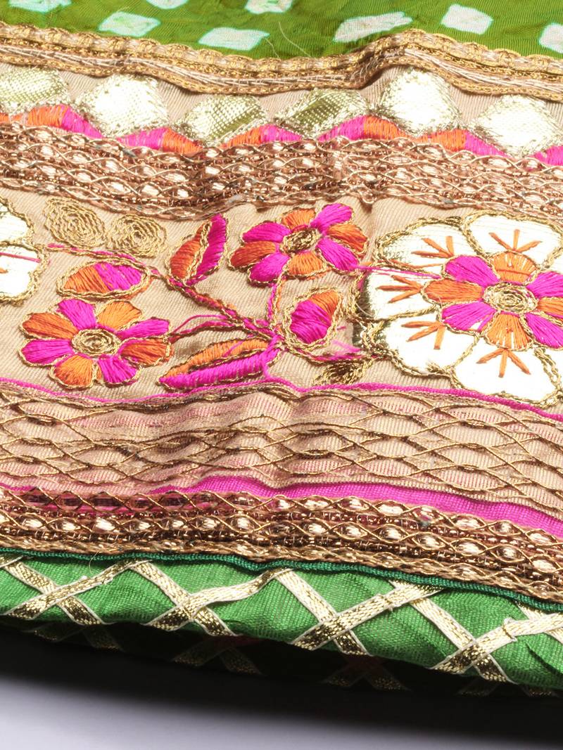 Geroo Jaipur Multicoured Hand Crafted Bandhani Lehenga set