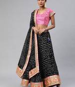 Geroo Jaipur Balck Hand Crafted Bandhani Lehenga Set