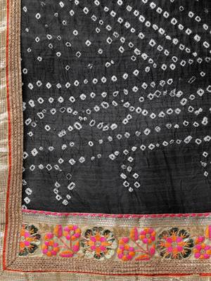 Geroo Jaipur Balck Hand Crafted Bandhani Lehenga Set 5