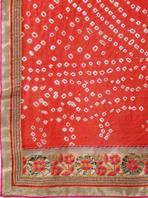Red Hand Crafted Bandhani Lehenga Set 5