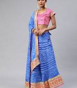 Royal Blue Hand Crafted Bandhani Lehenga Set