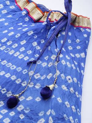 Royal Blue Hand Crafted Bandhani Lehenga Set 4