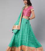 Sea Green Hand Crafted Bandhani Lehenga Set