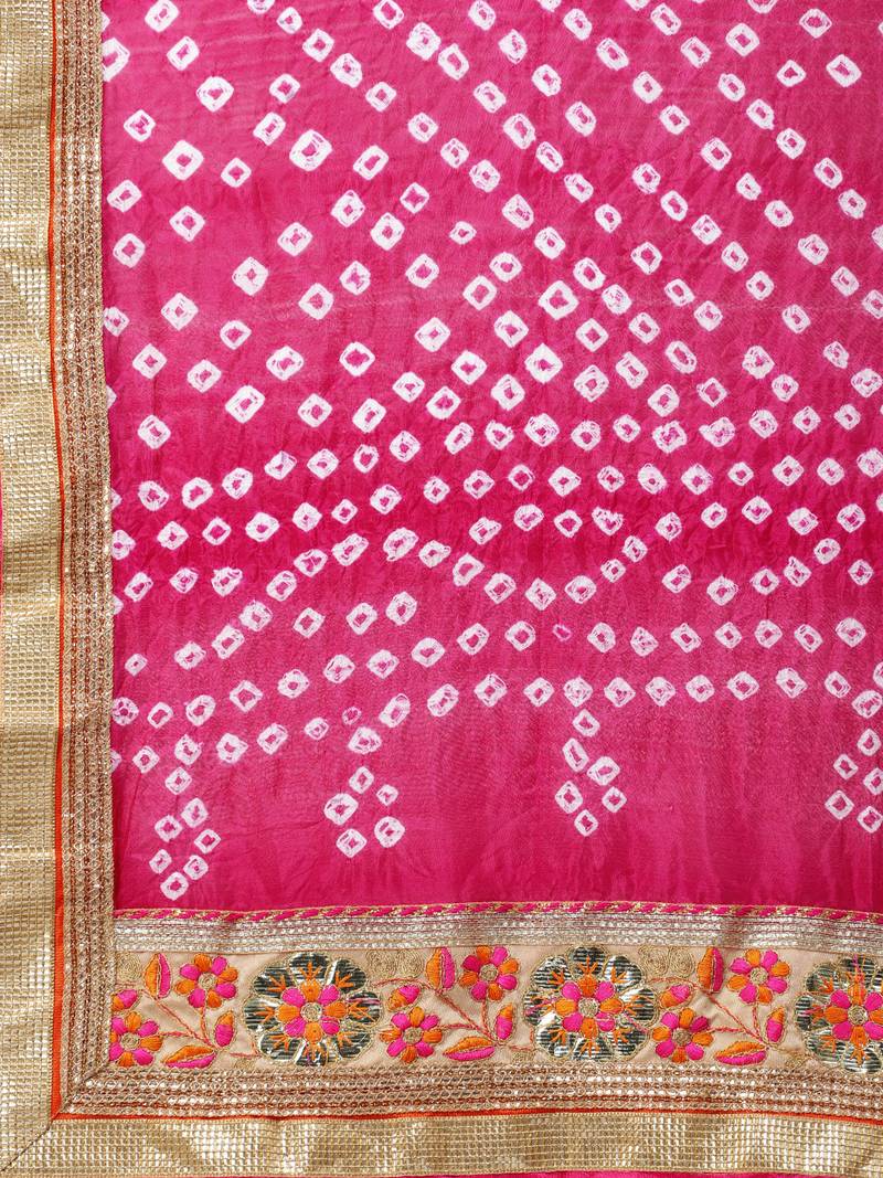 Geroo Jaipur Yellow Hand Crafted Bandhani Lehenga Set