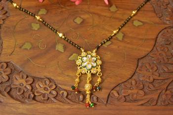 Twinkling Gold Kundan Stone Designer mangalsutra 2