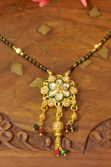 Twinkling Gold Kundan Stone Designer mangalsutra