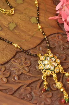 Twinkling Gold Kundan Stone Designer mangalsutra