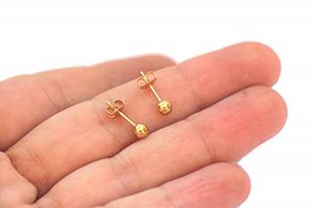 Fancy Simple Ball Gold studs 2