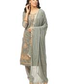 Grey Cotton unstitched gota top & bottom with dupatta