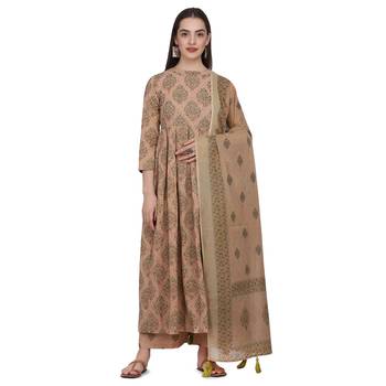 Shaily Retails Beige color Printed Kurta Set 1