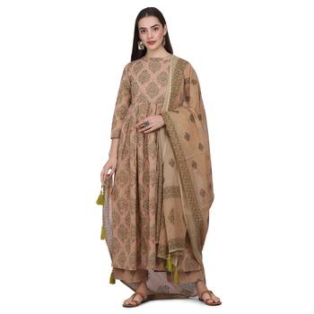 Shaily Retails Beige color Printed Kurta Set 3