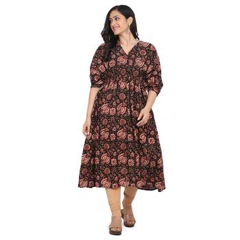 Shaily Dark Brown & Multi Colour Cotton Printed Kuftan 1