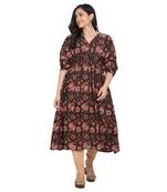 Shaily Dark Brown & Multi Colour Cotton Printed Kuftan