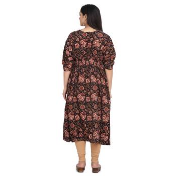 Shaily Dark Brown & Multi Colour Cotton Printed Kuftan 2